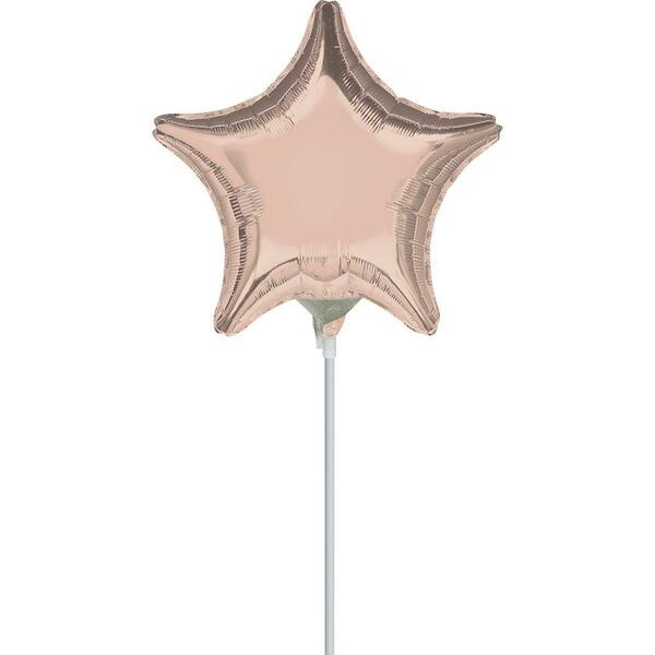 Anagram 9 in. Rose Gold Solid Color Star Foil Balloon 87789